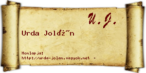 Urda Jolán névjegykártya