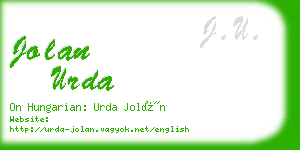 jolan urda business card